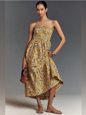 Anthropologie | Dresses | Anthropologie The Aliza Strapless Linen Maxi Dress  Size Small | Poshmark